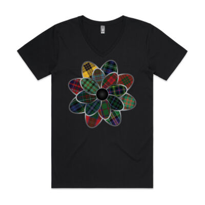 Multi Clan Tartan Flower V-Neck Tee Thumbnail