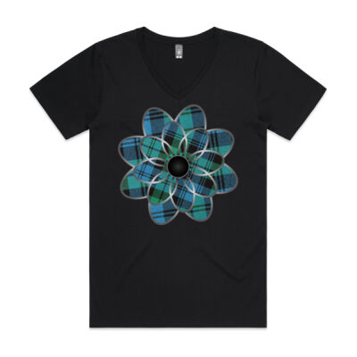 Campbell Tartan Flower V-Neck Tee Thumbnail