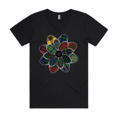 Multi Clan Tartan Flower V-Neck Tee 3 Thumbnail