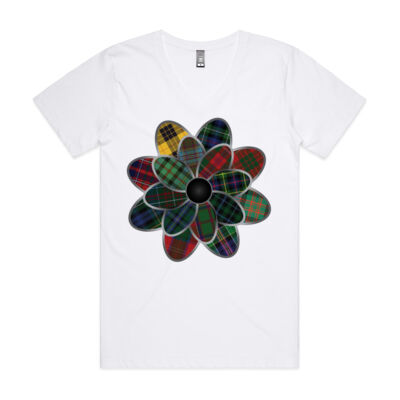 Multi Clan Tartan Flower Tee (White) Thumbnail